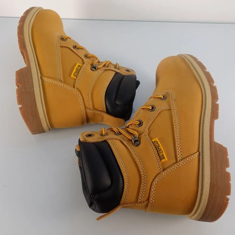Brahma Men's Brown Hi-Top Defender Waterproof Leather Work Boots Size 8.5 XW